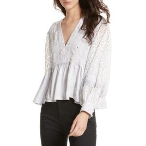 NWT Free People Boogie All Night Blouse Size L Color Blue